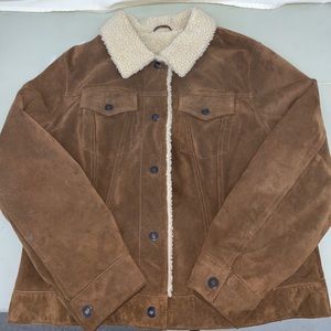 GAP Womens XL 100% Gen Suede Leather Sherpa Lined